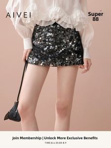AIVEI | Autumn Rich-Girl Style Sparkly A-Line Mini Skirt