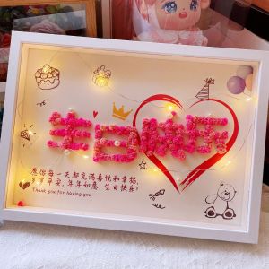 Handcrafted Gypsophila Dried Flowers Light-up Photo Frame