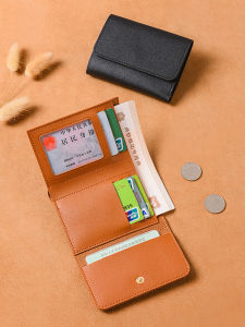 New 2025 Ladies Compact Foldable Thin Wallet Multi-Function Card Holder Tri-Fold Coin Purse Simple Design Small Size Leather