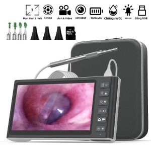 Camera Nội Soi Tai HD 1080P Với Màn Hình IPS 7 Inch Đầu Dò 3.9MM Kết Nối USB Kèm Thẻ Nhớ 32GB Và Hộp Đựng Dụng Cụ Để Kiểm Tra Tai