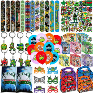 Cartoon Turtles Party Favors Supplies Ninjas Sticker Gift Bag Keychain Balloons for Surprise Birthday Party Carnival Prizes Gift