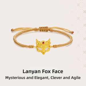 LUK KWAI FOOK | Gold Fortune Charm Bracelet Fox Mask Design Solid Gold