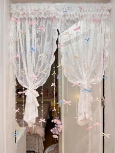 Rèm Cửa Hạt Bướm Dễ Thương Rèm Cửa Phòng Ngủ Bàn Cửa Sổ Trang Trí Tách Biệt DIY Chuyển Đổi Rèm Cửa Hạt Acrylic