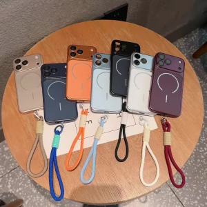 Luxury shock-absorbing lanyard phone case for iPhone 18 Pro Max 13 14 15 16 17 lens film protectio and wireless charging functio