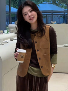 Loose Fitting Slimming Meat Covering Suit Jacket Ladies Early Autumn Small Fragrance Style French Layered Vest Top
