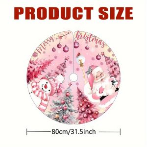 VIKAMA Christmas Tree Dress Pink Snowman Christmas Tree Pad Is Suitable For Christmas Party Decoration Indoor And Outdoor Decor
