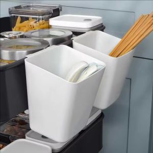 6pcs Trolley Storage Basket / Square Plastic Hanging Bin Container / for Storage Stationery Kitchen Sundries