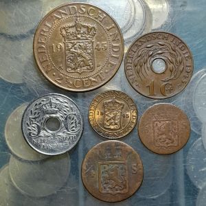 Koleksi Koin kuno Jadul 6 Keping Jaman Belanda Campur