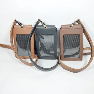 Tempat Id Card Saku Magnet Kulit 2 Sisi / Id Card Saku Magnet Gantung / name tag saku magnet tali kulit