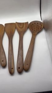 Handmade Mango Wooden Serving and Nonstick Cooking Spoon and Utensils | 100% Handmade | (Set of 6 pcs - Brown)
