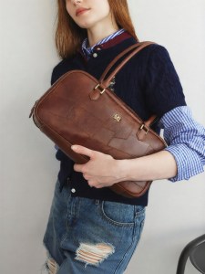 Jonbag | Leather Boston Bag Large Capacity Shoulder Bag