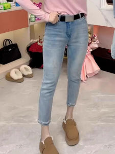 High-Waist Elastic Slim Fit Denim Jeans Womens Spring Autumn New Pear Shape Small Size Slimming Nine-Piece Pencil Pants