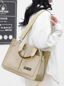 Large Capacity Oxford Canvas Tote Bag Womens Single Shoulder Handbag for Class Commuting Versatile Briefcase Casual Simple Style