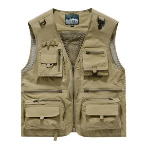 Mens Summer Outdoor Leisure Vest Multi-pocket Fishing Photography Large Size Vest