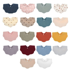 Cotton Soft Baby Print Bibs Solid Color Newborn Burp Cloths Boy Girls Feeding Saliva Bibs