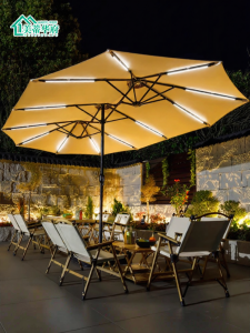 MEIDIHUAFU | Outdoor Three-Headed Central Pillar Sun Umbrella