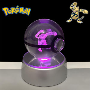 Takara Tomy | Pokemon 3D Crystal POKE BALL Figure Toys Snivy Dragonair Blastoise Venusaur Milotic Raichu Night Light LED Lamp Base Model Dolls