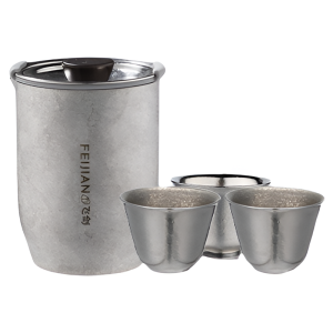 FEIJIAN | Portable Travel Tea Set with Storage Bag Titanium Water Bottle