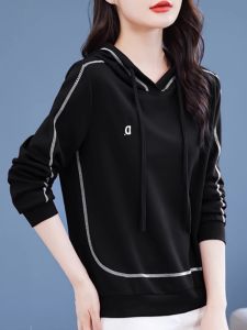 Elegant Stylish Winter Loose Long Sleeve Black Hoodie
