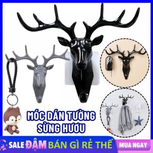 Móc Treo Đồ Dán Tường Sừng Hươu Sang Trọng Đẹp Mắt - Giá Đỡ Treo Quần Áo Chìa Khóa Đa Năng Tiện Ích - Móc Dán Tường Siêu Dính Không Cần Khoan Đục Chịu Lực