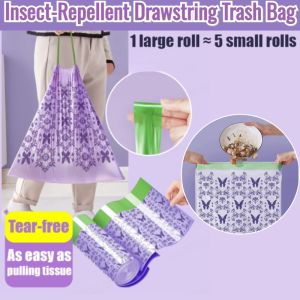 Lavender Insect-Repellent Drawstring Trash Bag Print Drawstring Portable For Home Sanitary Bags