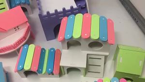 Cute Pastel Hamster Hideout Hut Eco-board Small Pet House Cage Decor for Dwarf Hamster Mouse Rat Gerbil Sleeping Nest Supplies