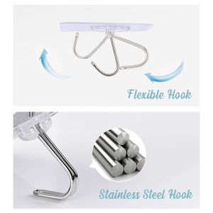 Transparent Wall Mount Magic Hook - (1 pcs) Strong Sticky Sucker Heavy Hanging Adhesive Stainless Steel Without Nails