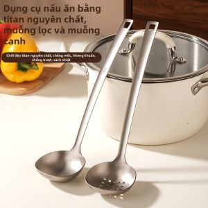 Titanium Thickened Long-Handle Soup Spoon Slotted Spoon