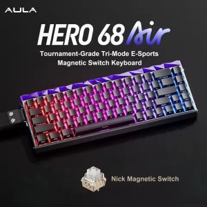 AULA | AULA Hero68 Air Tri-Mode Magnetic Switch Keyboard Dual 8K Wired Wireless RT Low Latency 68Keys Hot Swappable RGB Web Driver