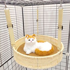 Rattan Cat Hanging Basket Summer Removable and Washable Cat Nest All Year Round Neutral Hanging Cat Hammock Hanging Nest Cat Cage Hanging Nest