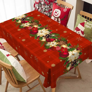 Topstar 2025 Christmas Tablecloth Waterproof 4/6/8 Seater PVC Xmas Table Cloth Cover Christmas Home Decor