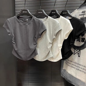 American Style Workwear Short Pants Women Summer New High Waist Draped Straight Leg Ice Silk Thin Quick Dry Five Wide Leg Sports Pants