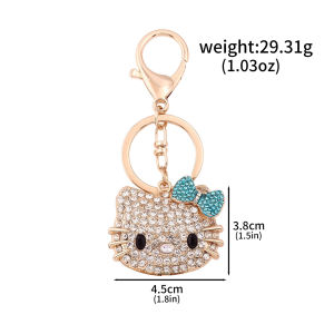 Hello Kitty Jewelry Rhinestone Crystal Kitty Cat Shape Pendant Keychain Car Handbag Key Holder Party Kid Birthday Gifts