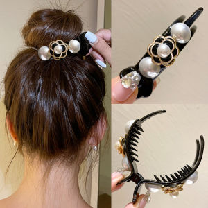 Tooyoo Bun Hair Claw Clip Elegant Temperament Rhinestone Hairpin Large Curled Hair Headdress