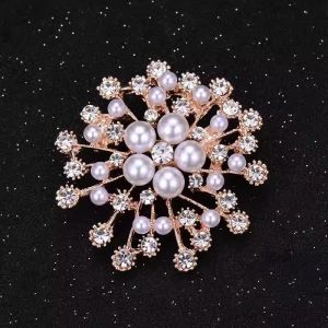 Elegant Rhinestone Brooch Pin Womens Suit Coat Large Coat Chest Flower Anti-Light Fixed Pin Versatile Clothing Brooch Jewelry