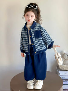 Girls Casual Sporty Denim Set Autumn Winter New Style Baby Two Piece Suit Little Girl Fashionable Outfit Long Sleeve Long Pants