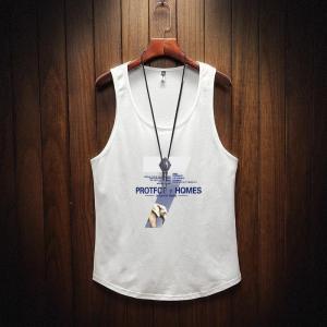 Sleeveless T-Shirt Basketball Trendy Sports Fitness Clothes Summer Hong Kong Style Trendy Ins Waistcoat Mens Loose Pure Cotton