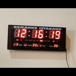 SONIFER Jam Dinding Digital FREE REQUEST NAMA LED Alarm Clock 36 x 15 cm