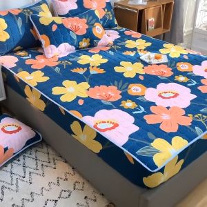 Cute Flower Mattress Protector Cotton Bedsheet Mattress Topper Fitted Bedsheet Cadar Tilam Colorful 床垫