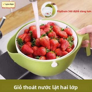 2025 2 Lớp Ốp Thoát Rổ Nhà Bếp Hoa Quả Bát Rửa Sử Dụng Tại Nhà Hộp Chứa Đồ