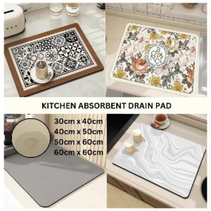 Ready Stock 30x40/40x50/50x60 Alas Pelapik Penyerap Air Kitchen Pad Dapur Pad Alas Meja Drying Pad Serap Air Anti Slip Sinki Strong Water Absorbent Kitchen Mat Coffee Drain Pad Quick Dry Washing Machine Pad Alas Drying Pad Kitchen Mat Utensil Alas Mejatop
