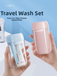 Hayan | Portable Travel Dental Care Kit for Couples Toothbrush Cup and Toothpaste