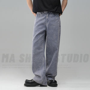 American Retro Wide Leg Mens Jeans Spring 2025 New Snowflake Quick Dyeing Casual Loose Straight Leg Cotton Denim Pants