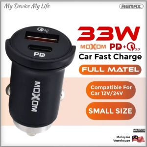 MOXOM MX-VC08 33W Car Charger Super Fast Charging Full Matel Material Small Size PD + QC Anti-fire Multi Protection 24V