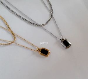JOYUS Reggie Titanium Stainless Steel 18K Gold Waterproof Black Two Layers Necklace Birthday Gift Box