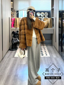 Tall American Sports Style Gray Sweatpants Female Autumn and Winter Thick Warm 175 Long Slim Looking Mop Wide Leg Pants