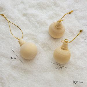 Christmas Decorations Wooden Mini Christmas Balls Diy Bell Ornament for Christmas Tree Small Hanging Pendants Festive Supplies