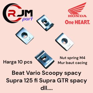 ISI 10 PCS NUT SPRING M4 HONDA BEAT VARIO PCX SPACY SCOOPY DLL MUR BAUT BODY HONDA M4 CLIP BAUT BODY M4