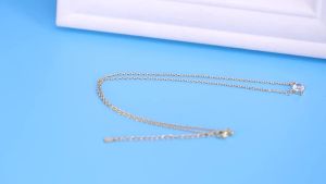 VENTFILLE 925 Sterling Silver French Simple Crystal Pendant Clavicle Chain Necklace Women Light Luxury Party 14k Gold Jewelry
