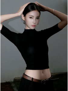V.C.I | Slimming Fashion Crop Top Sweater Black